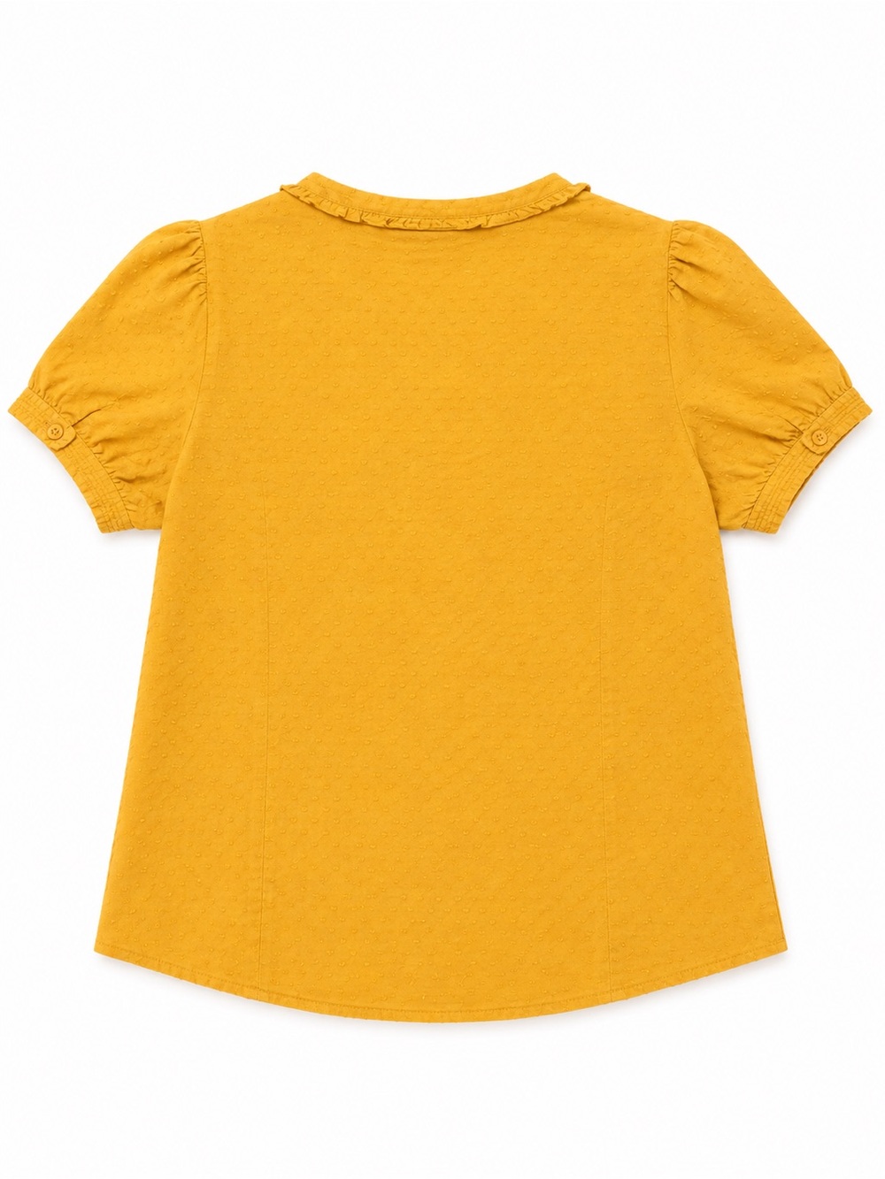 LOFT Petite Medium Mustard Yellow Ruffle V-Neck Blouse Short Sleeve PM - Picture 5 of 6